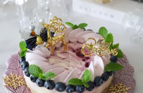 マーブルブルーベリーレアチーズクリスマスケーキ